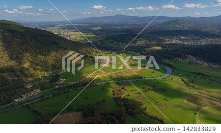 Lind im Drautal village and Alpine landscape in Carinthia summer Lind im Drautal village and Alpine landscape in Carinthia summer 142833829