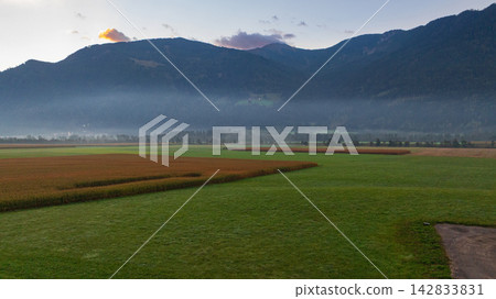 Lind im Drautal village and Alpine landscape in Carinthia summer Lind im Drautal village and Alpine landscape in Carinthia summer 142833831