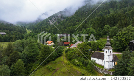Aerial View Austrian Slovenian Border Alps Mountain Range Ridge Aerial View Austrian Slovenian Border Alps Mountain Range Ridge 142833832