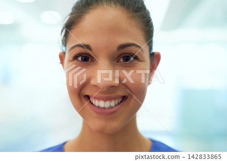 Portrait, woman and smile with pride for job, nursing career and healthcare in hospital. Female person, medic and worker in medicine field for wellness, help and support in clinic with confidence Portrait, woman and smile with pride for job, nursing career and healthcare in hospital. Female person, medic and worker in medicine field for wellness, help and support in clinic with confidence 142833865
