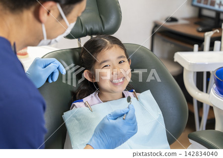 一名6歲女童正在接受牙科檢查。 一名6歲女童正在接受牙科檢查。 142834040