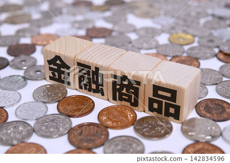 Financial products and Japanese yen coins 142834596