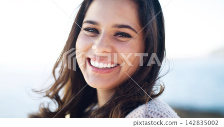 Outdoor, happy and portrait of girl, face and Gen z in nature for break, smile and travel in Cancun. Spring, person and woman in holiday, weekend and confidence for tourism in vacation and morning Outdoor, happy and portrait of girl, face and Gen z in nature for break, smile and travel in Cancun. Spring, person and woman in holiday, weekend and confidence for tourism in vacation and morning 142835002
