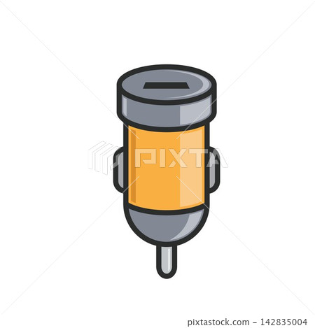 Car cigarette lighter plug cartoon Vector element For 12-volt power sockets. Power socket adapte Car cigarette lighter plug cartoon Vector element For 12-volt power sockets. Power socket adapte 142835004
