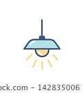 The hanging light bulb shines brightly cartoon  icon vector element design 142835006