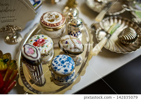 Vintage Silver Tableware and Decorative Items Display 142835079