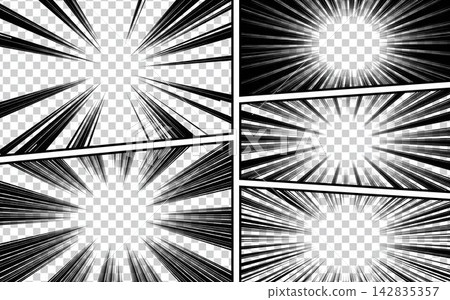 Comic book page template with halftone radial and rays effect in pop art style 142835357