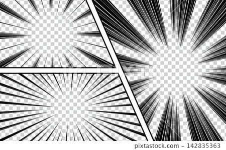 Comic book page template with halftone radial and rays effect in pop art style 142835363
