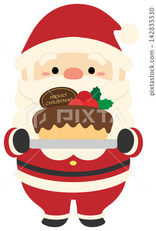 Cute Santa Claus and Christmas cake Cute Santa Claus and Christmas cake 142835530
