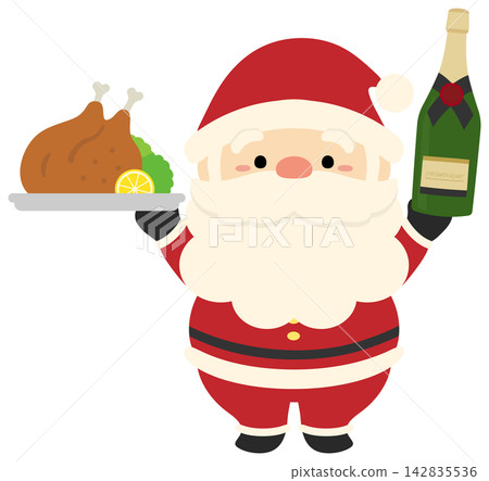 Santa Claus, chicken, and champagne Santa Claus, chicken, and champagne 142835536