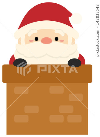 Christmas illustration of Santa Claus and a chimney Christmas illustration of Santa Claus and a chimney 142835548