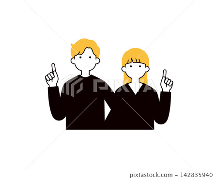 A set of simple upper body vector illustrations of young men and women coming up with ideas, making suggestions, and solving problems - Silhouette A set of simple upper body vector illustrations of young men and women coming up with ideas, making suggestions, and solving problems - Silhouette 142835940