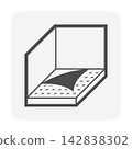Linoleum flooring material inside room vector icon, floor finishing installation symbol. 142838302