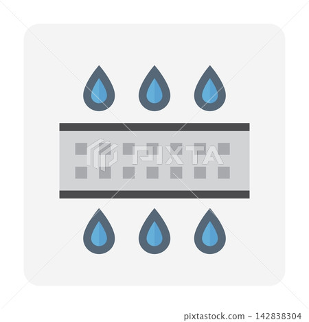 Filter media vector icon, water filtration, permeable layer, purification symbol. Filter media vector icon, water filtration, permeable layer, purification symbol. 142838304