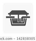 Water treatment separator tank vector icon, wastewater filtration, underground treatment system symbol. 142838305