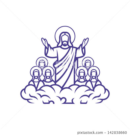 Holy all saints day celebration line illustration Holy all saints day celebration line illustration 142838660