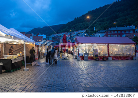 Evening view of Bergen city, Bergen, Norway Evening view of Bergen city, Bergen, Norway 142838807