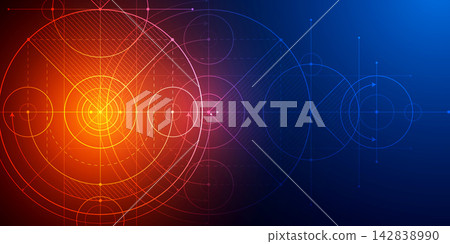 Technological drawing . Geometric circles. Engineering technologies. Background .Vector illustration. 142838990