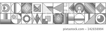 Background of squares and geometric shapes. Abstract background. Geometric drawing. Vector illustration . Background of squares and geometric shapes. Abstract background. Geometric drawing. Vector illustration . 142838994