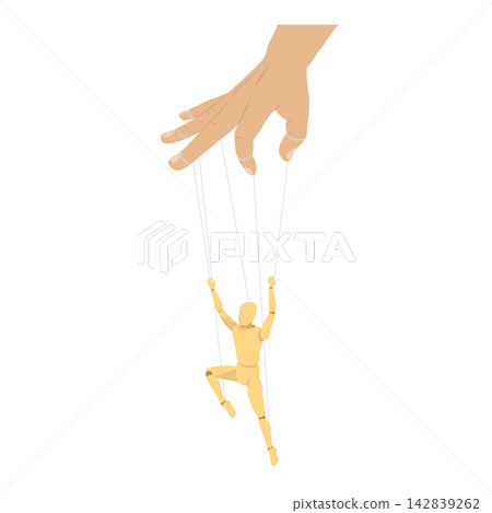 3D Isometric Flat Vector Illustration of Hands With Puppet Strings, External Manipulation. Item 2 3D Isometric Flat Vector Illustration of Hands With Puppet Strings, External Manipulation. Item 2 142839262