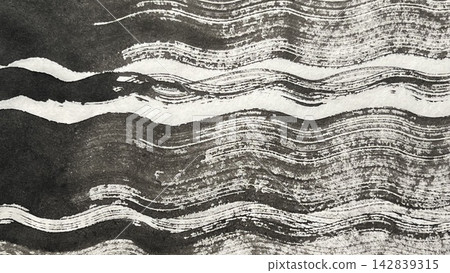 Japanese-style background material with washi paper texture, ink-drawn water flow, wavy line background illustration, monochrome wavy lines Japanese-style background material with washi paper texture, ink-drawn water flow, wavy line background illustration, monochrome wavy lines 142839315
