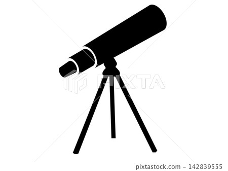 Monochrome icon of a telescope showing the view 142839555