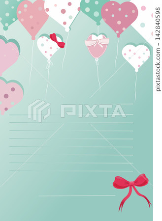 A greeting card for any occasion, featuring lines for text and turquoise hearts A greeting card for any occasion, featuring lines for text and turquoise hearts 142840598