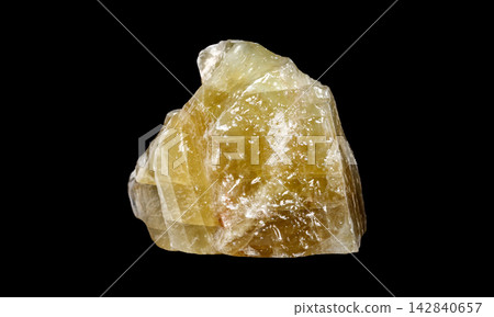 Natural Yellow Calcite Crystal Mineral Specimen Isolated on Black Natural Yellow Calcite Crystal Mineral Specimen Isolated on Black 142840657