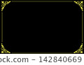 Black background layout template with vintage golden ornate corner border frame for certificate diploma luxury invitation design 142840669
