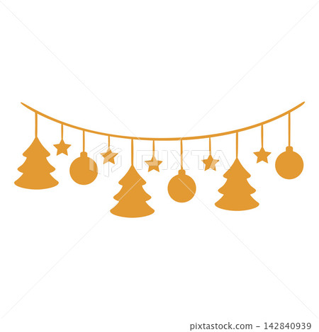 Flat christmas garland ornament vector illustration element Flat christmas garland ornament vector illustration element 142840939