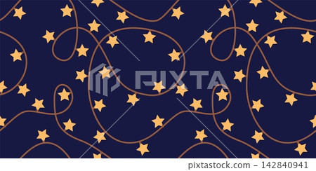 Decorative garland star background pattern with flat vector design Decorative garland star background pattern with flat vector design 142840941