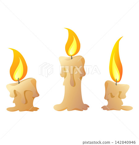 Cartoon candle flame wax element with glowing candlelight Cartoon candle flame wax element with glowing candlelight 142840946