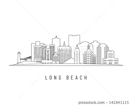 Detailed Long Beach skyline vector illustration. Detailed Long Beach skyline vector illustration. 142841115