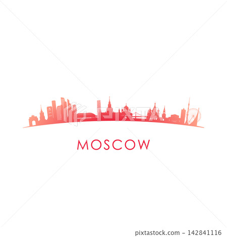 Moscow skyline silhouette. Moscow skyline silhouette. 142841116