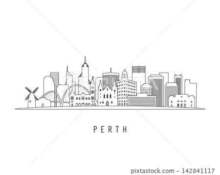 Detailed Perth skyline vector illustration. Detailed Perth skyline vector illustration. 142841117
