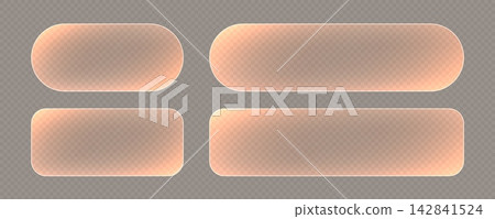 Transparent glass buttons, orange clear banners. Futuristic interface templates for web design. 142841524