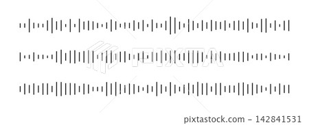 Sound wave lines, waveform elements, equalizer or voice message concept. Sound frequency pattern. Sound wave lines, waveform elements, equalizer or voice message concept. Sound frequency pattern. 142841531