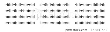 Sound wave lines, waveform elements, equalizer or voice message concept. Sound frequency pattern. Sound wave lines, waveform elements, equalizer or voice message concept. Sound frequency pattern. 142841532