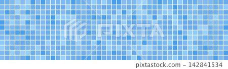 Blue ceramic tile background, seamless square mosaic pattern for bathroom wall and floor. Blue ceramic tile background, seamless square mosaic pattern for bathroom wall and floor. 142841534