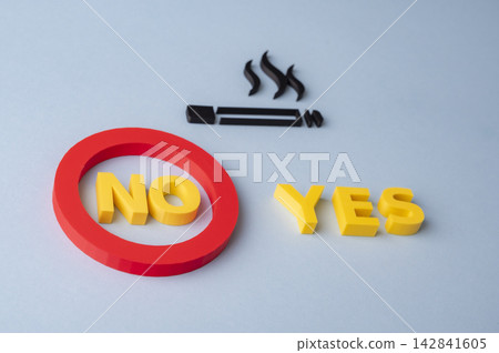 Choosing no to smoking, quit cigarettes and tobacco addiction decision concept Choosing no to smoking, quit cigarettes and tobacco addiction decision concept 142841605