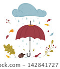 Autumn Rain Umbrella illustration 142841727