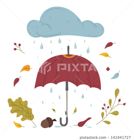 Autumn Rain Umbrella illustration Autumn Rain Umbrella illustration 142841727