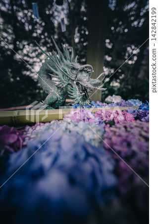 The dragon and flower arrangement at Nihonmatsu Temple The dragon and flower arrangement at Nihonmatsu Temple 142842199