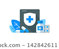 Medical insurance,medicine products, hospital services,shield and cross 142842611
