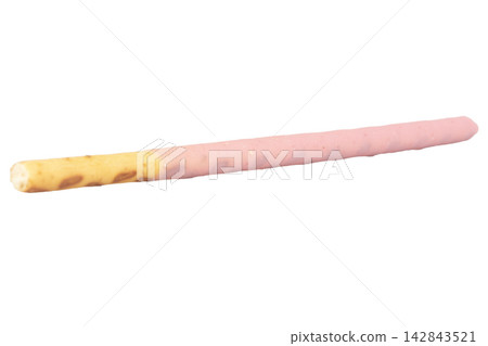 Chocolate biscuit sticks pink isolated on white background 142843521