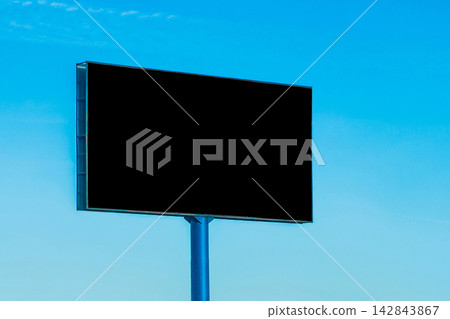 Mock up empty black space blank big billboard design background blue Mock up empty black space blank big billboard design background blue 142843867