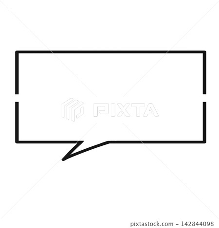 A simple rectangular speech bubble frame with a cut-out line (downward, facing left). A simple rectangular speech bubble frame with a cut-out line (downward, facing left). 142844098