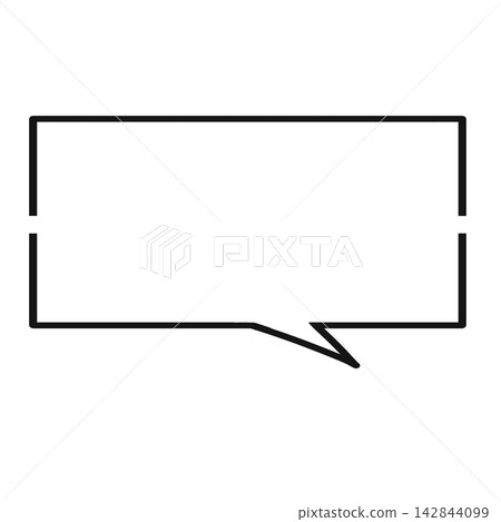 A simple rectangular speech bubble frame with a cut-out line (downward, facing right). A simple rectangular speech bubble frame with a cut-out line (downward, facing right). 142844099