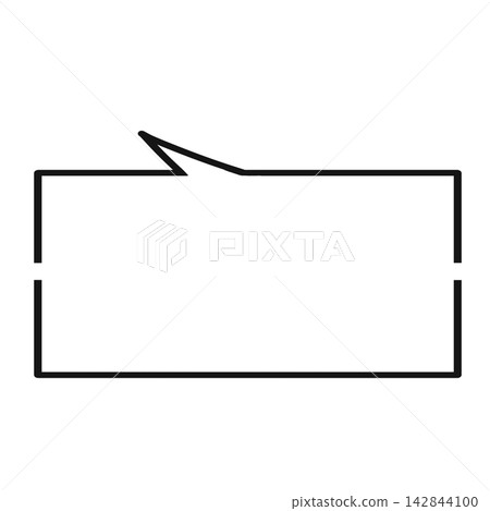 A simple rectangular speech bubble frame with a cut-out line (facing upwards and to the left). A simple rectangular speech bubble frame with a cut-out line (facing upwards and to the left). 142844100