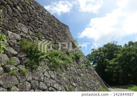Looking at the stone walls of Oka Castle ruins, one reflects on the moon over the ruined castle. Looking at the stone walls of Oka Castle ruins, one reflects on the moon over the ruined castle. 142844987